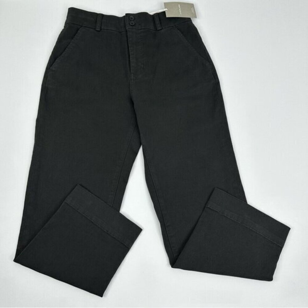 Everlane‎ Women Black Organic Cotton Straight Leg Pant High Rise Size 6 NWT